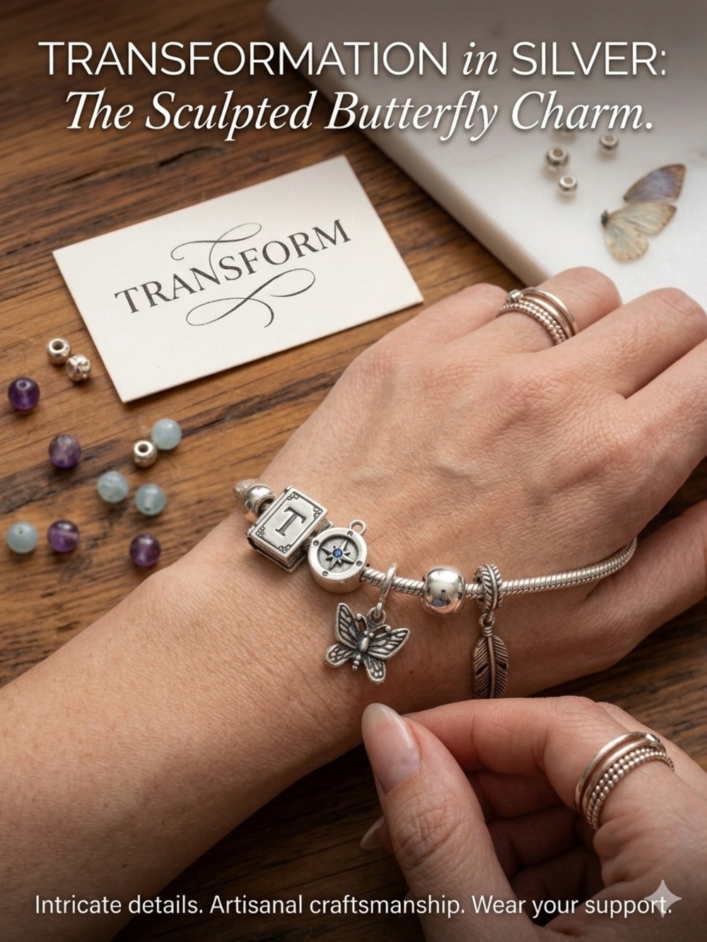 Silver Butterfly Charm